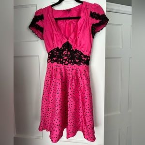 Pink Bebe dress with black lace